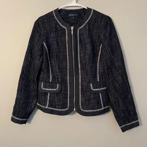 Jones New York Navy Textured Blazer (A2-8) - Picture 1 of 3